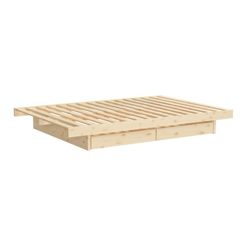 Pat dublu din lemn de pin cu spațiu de depozitare karup design kanso, 140 x 200 cm
