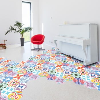 Set 10 autocolante pentru podea ambiance hexagons rodas, 20 x 18 cm