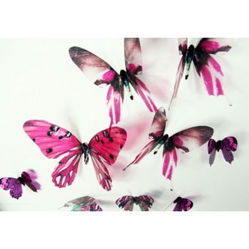 Set 18 autocolante cu efect 3d ambiance butterflies, roz.