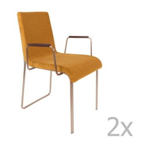 Set 2 scaune cu cotiere dutchbone fiore, galben