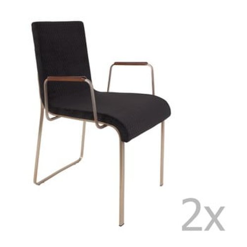 Set 2 scaune cu cotiere dutchbone fiore, negru