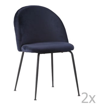 Set 2 scaune cu picioare negre house nordic geneve, albastru