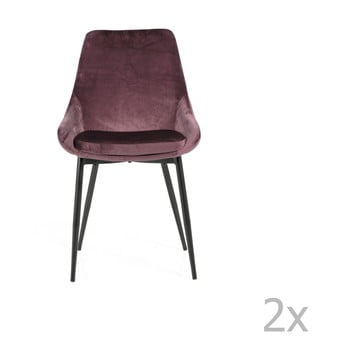 Set 2 scaune cu tapițerie din catifea tenzo lex, roz
