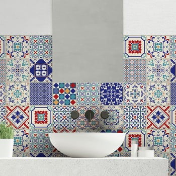 Set 24 autocolante de perete ambiance tiles azulejos sofiana, 10 x 10 cm