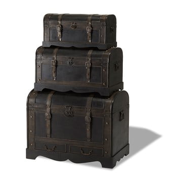 Set 3 cutii din lemn decorative furnhouse trunks shadow