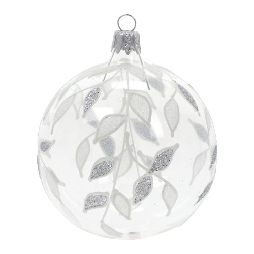 Set 3 globuri de crăciun din sticlă ego dekor, alb-argintiu