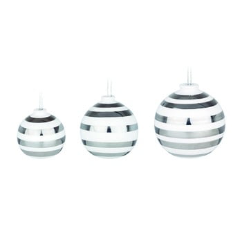Set 3 ornamente din ceramică pentru crăciun cu detalii argintii kähler design omaggio, alb