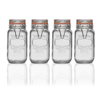 Set 4 recipiente din sticlă cu capac versa hanz