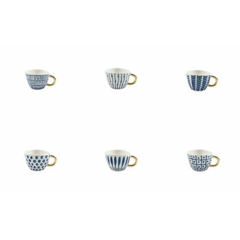 Set 6 cești de cafea villa d´este masai, 90 ml, alb-albastru