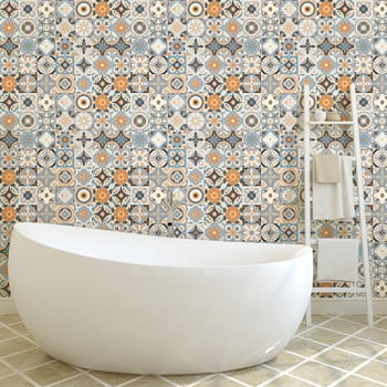 Set 60 autocolante de perete ambiance tiles azulejos vincinda, 15 x 15 cm