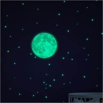 Set autocolante fosforescente de perete ambiance moon small stars