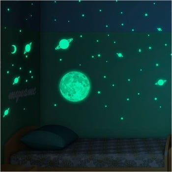 Set autocolante fosforescente de perete ambiance moon small stars and planets