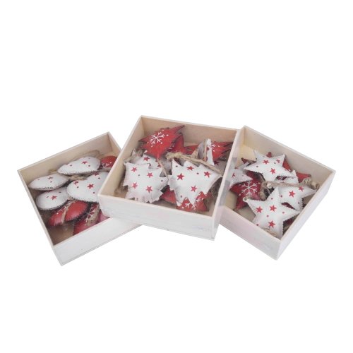 Set de 24 decorațiuni de crăciun roșii-albe suspendate ego dekor