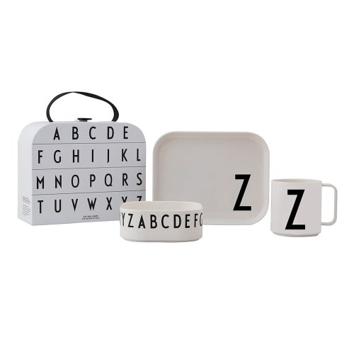 Set de luat masa pentru copii din 3 piese cu valiză design letters classics z