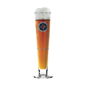 Set pahar din sticlă cristalină pentru bere și 5 suporturi pahare ritzenhoff iris interhal, 385 ml