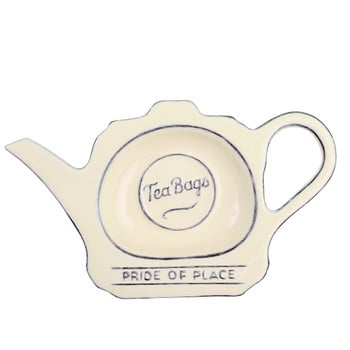 Suport ceramică pentru pliculețe de ceai t&g woodware pride of place, crem