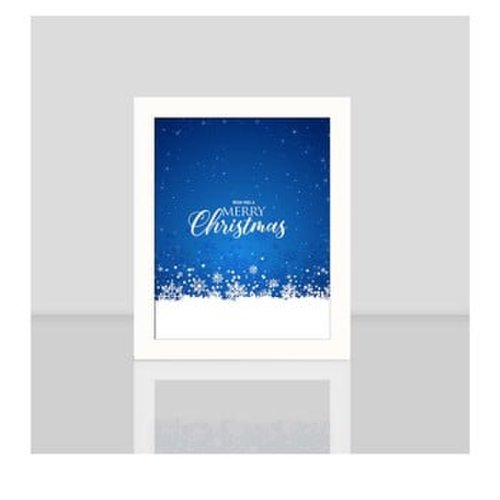Tablou cu rama albă blue merry christmas, 23,5 x 28,5 cm