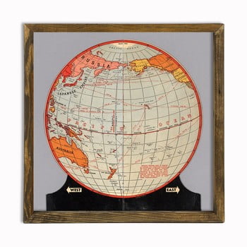 Unknown Tablou cu ramă din lemn globe, 50 x 50 cm