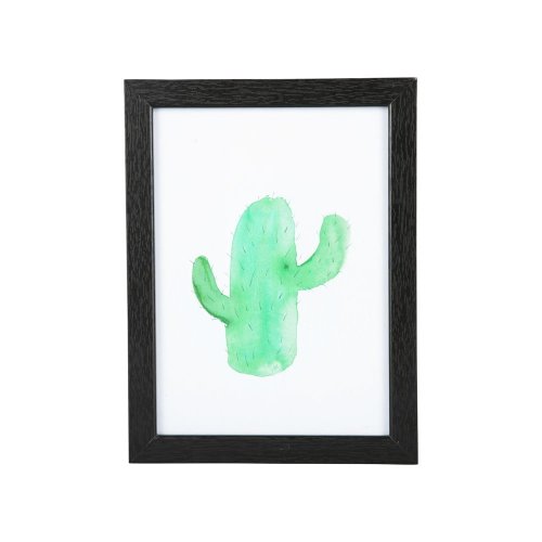 Tablou cu ramă neagră pt living cactus, 13 x 18 cm
