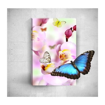 Tablou de perete 3d mosticx butterflies with pink flowers, 40 x 60 cm