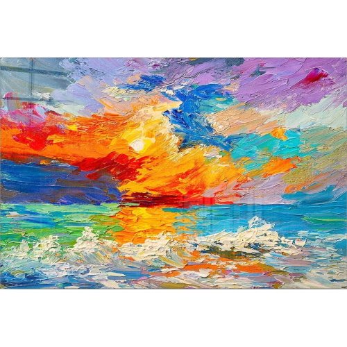 Tablou din sticlă 100x70 cm abstract sunset – wallity
