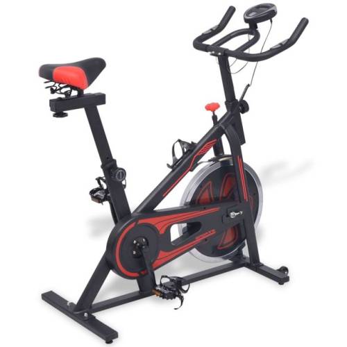 Bicicleta fitness, centrifuga cu senzor puls, negru și rosu