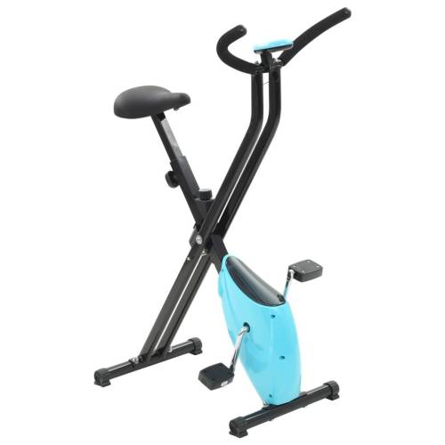 Bicicletă fitness x-bike cu curea de rezistență, albastru