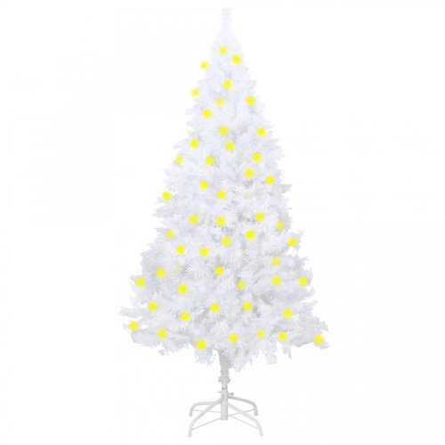 Brad de Crăciun artificial cu LED&ramuri groase, alb, 180 cm
