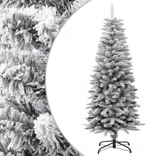 Brad de Crăciun artificial slim cu zăpadă pufoasă 120 cm PVC&PE
