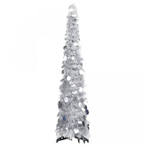 Brad de crăciun artificial tip pop-up, argintiu, 120 cm, pet