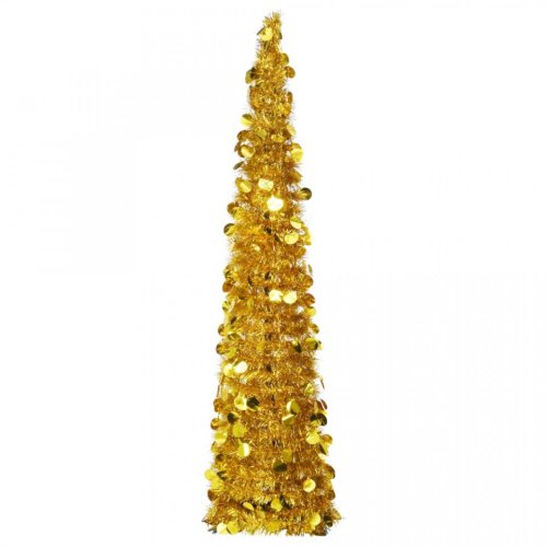 Brad de crăciun artificial tip pop-up, auriu, 150 cm, pet