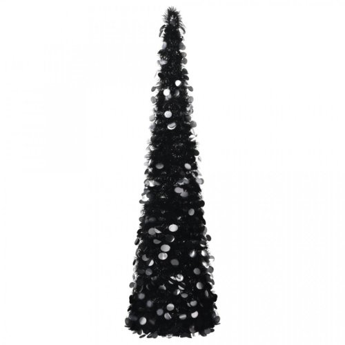 Brad de crăciun artificial tip pop-up, negru, 150 cm, pet