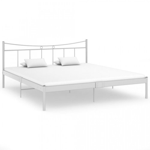 Cadru de pat, alb, 180x200 cm, metal și placaj