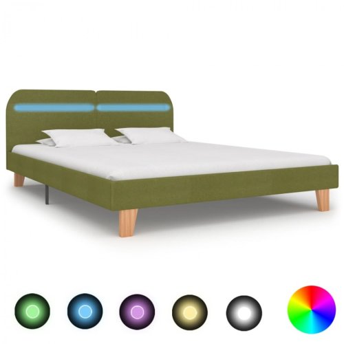 Cadru de pat cu led-uri, verde, 160 x 200 cm, material textil
