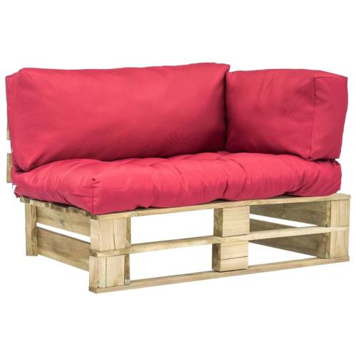 Canapea de grădină din paleți cu perne roșii lemn de pin fsc