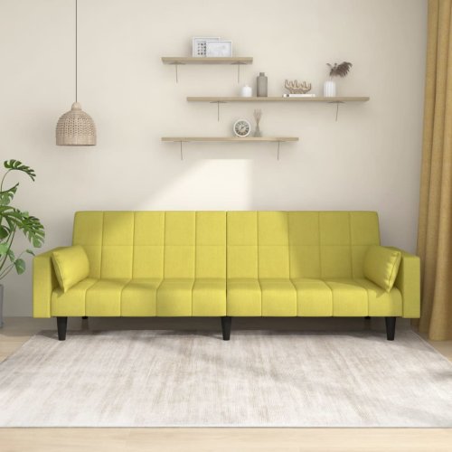 Canapea extensibilă cu 2 locuri, 2 perne, verde, textil