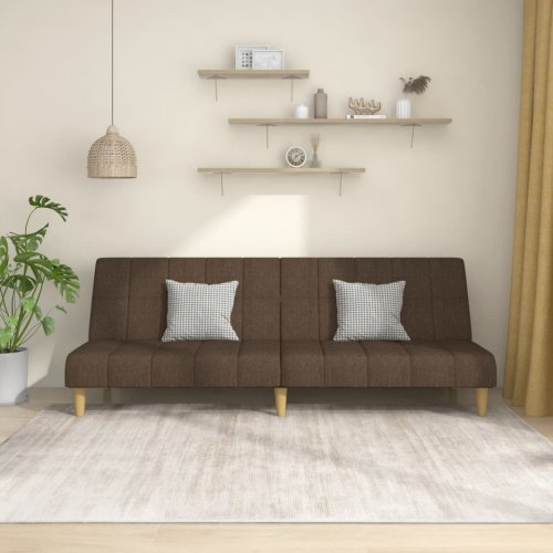 Canapea extensibilă cu 2 locuri, maro, textil
