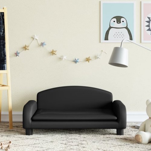 Canapea pentru copii, negru, 70x45x30 cm, piele ecologică
