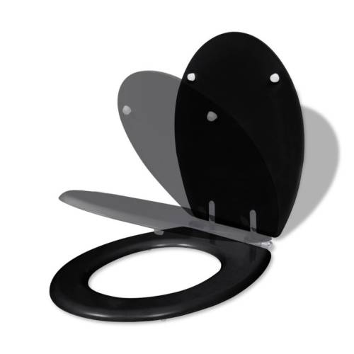 Capac wc cu închidere silențioasă negru mdf design simplu