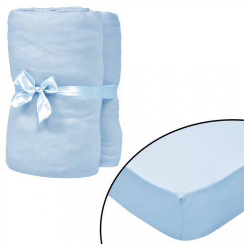 Cearșafuri cu elastic pătuț 4 buc bleu jerseu bumbac 40x80 cm