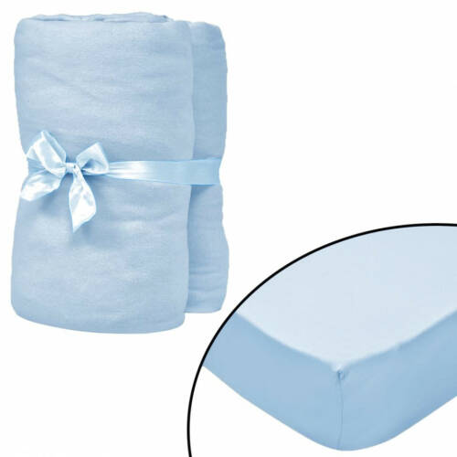 Cearșafuri cu elastic pătuț 4 buc bleu jerseu bumbac 70x140 cm