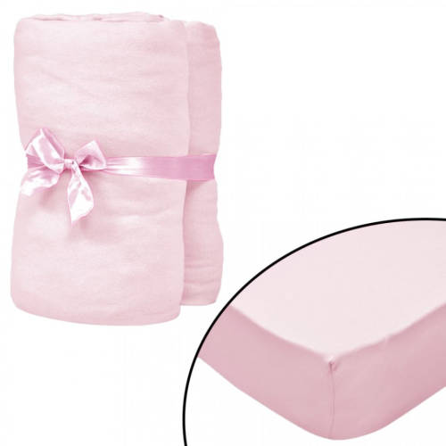 Cearșafuri cu elastic pătuț 4 buc roz jerseu bumbac 70x140 cm