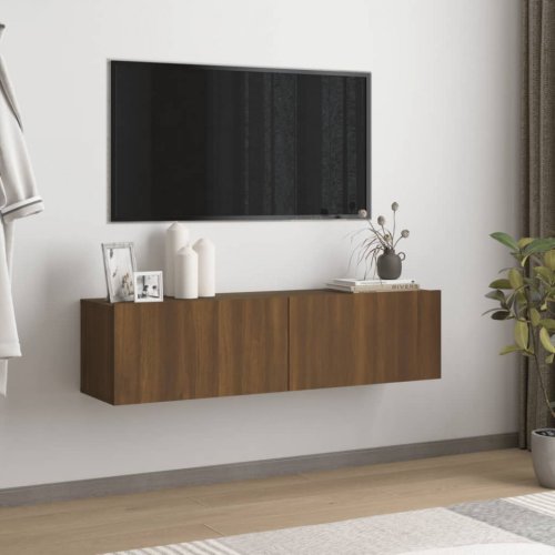 Comodă TV de perete, stejar maro, 120x30x30 cm, lemn compozit