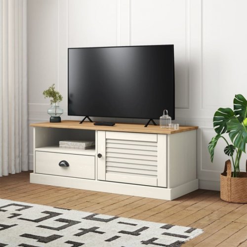 Comodă tv vigo, alb, 106x40x40 cm, lemn masiv de pin