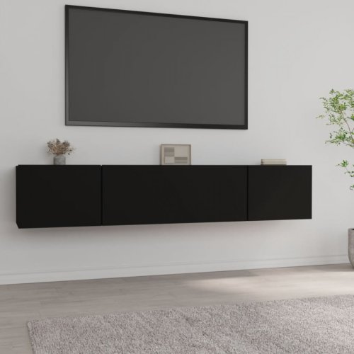 Comode tv, 2 buc., negru, 80x30x30 cm, lemn compozit