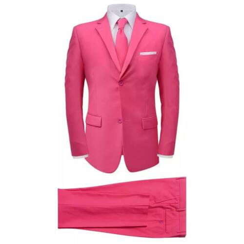 Costum bărbătesc cu cravată, mărime 52, roz, 2 piese