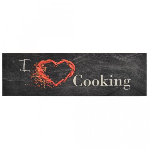 Covor de bucătărie lavabil cooking, negru, 45x150 cm, catifea