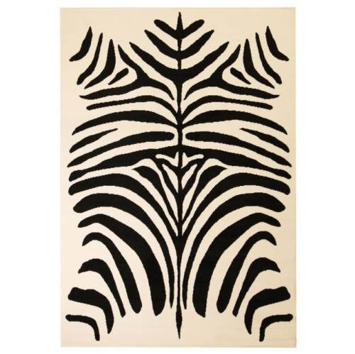 Covor modern cu design zebră, 140 x 200 cm, bej/negru