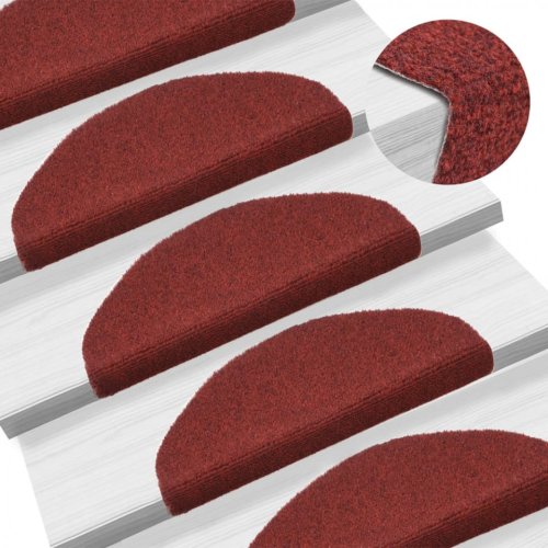 Covorașe autoadezive scări, 10 buc, roșu, 65x21x4 cm, punch