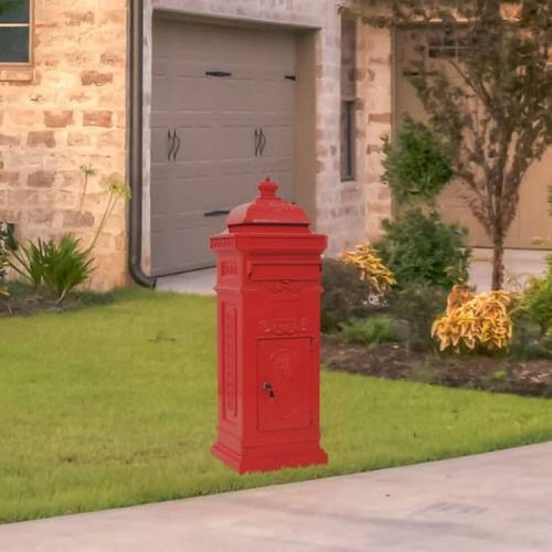 Cutie poștală stâlp, aluminiu, stil vintage, inoxidabil, roșu